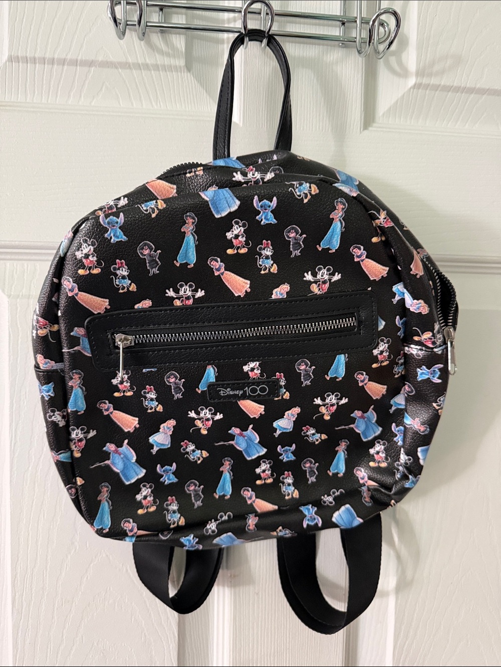 Disney Black Mini Backpack with Multicolor Character Print